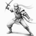 یک نینجای واقعی را برام طراحی کن که شمشیر داشته باشه