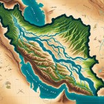 یه عکس از نقشه ایران بکش که با یک رود دریای خزر به خلیج فارس وصل شده و بخش های کویری ایران سر سبز شده