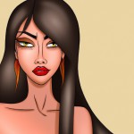 یک دختر زیبا چشم ابرو مشکی با موهای سیاه
