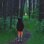 تصویر از یک پسر در حال قدم زدن در یک جنگل ترسناک بکش