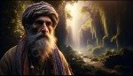 عکس عبدالرحمان جامی شاعر و موسیقی دان ایرانی رو در زمان پیری با عمامه در طبیعت رو بیاز