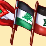 سه پرچم فلسطین و لبنان و یمن