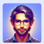 یک تصویر پروفایل مرد برنامه نویس که چهره ای زیبا ایرانی و عینک دارد با حجم پائین و فانتزی