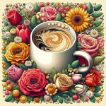 تلفیق گل و کاپ قهوه
