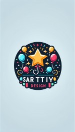 لوگو بادکنک و ستاره برای مغازه دیزاین مراسمات با نوشته star design به صورت png