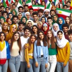 جوانان ایرانی در کنار هم از اقوام مختلف ایستاده اند