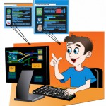 تصویر یک پسر پشت کامپدرحال تدریس مدارمنطقی