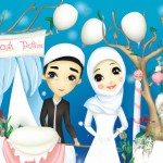 تصویر عروس داماد باحجاب کنار سفره عقد تزیین ساده