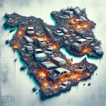 یک نقشه ایران طراحی کن که ازماشینهایی که نابود شده و تصادف کرده وآتش گرفتند  تشکیل شده باشد