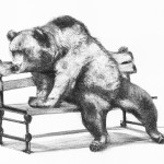 یک خرس روی نیمکت بکش که خیلی سنگین باشه و پای نیمکت رو شکسته از سنگینی