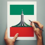 پرچم ایران به صورت حاله و برج آزادی