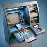 یک دستگاه ATM که بر روی کلید های آن یک صفحه کلید دیگه وجود دارد و در حال skim کردن یک کارت است