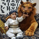 یک عکس ببر با لباس بختیاری و یک شیر با لباس  عربی