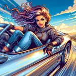 یک زنه مطلقه که ماشین کوییک سوار شده است بساز