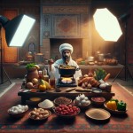 عکس پرتره پخت غذا در آشپزخانه سنتی ایرانی اسلامی خیلی کم کارتونی باشه