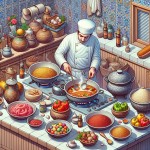عکس پرتره پخت غذا در آشپزخانه سنتی ایرانی اسلامی خیلی کم کارتونی باشه بدون تصویر آشپز