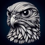 یک پرنده شاهین طراحی کن که قیافه اش درب داغون و پیر و کمدی است