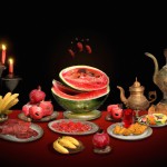 شب یلدا همراه خانواده هندوانه و فال حافظ