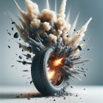 یم تصویر بساز از لاستیک یک ماشین که تحت فشار است و در حال انفجار