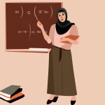 معلم خانم ایرانی با لباس ساده