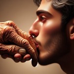 یک جوان ایرانی در حال بوسیدن دست پدرش و تشکر از او است
