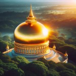 گنبد طلایی حرم با درخشش نور در راس آن