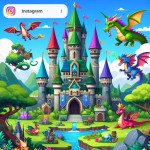 تصویر بازی کودکان با اسم نگهبان قلعه به صورت کارتونی برای استفاده به عنوان کاور پست در اینستاگرام