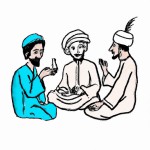 عکس از ابن سینا، برزویه طبیب و زکریای رازی کنار هم در حال طبابت و گفت و گو