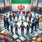 وفاق در مدرسه و تاثیر آن در آینده کشورمان ایران ( پس زمینه آن مدرسه است و دانش آموزان پسر دست در دست هم داده‌اند ) کتاب در اطراف وجود دارد و پرچم ایران هم وجود دارد
