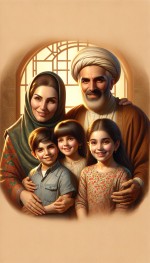 خانواده ایرانی در کنار هم زن و مرد و دو فرزند دختر و پسر