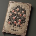 طراحی جلد دفتر چرمی با نام EPSAN و پس زمینه طوسی و یکم قرمز و طرح های لانه زنبوری شکل هم داشته باشه و شش ضلعی های کوچک ساده و شیک
