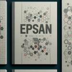 طراحی جلد دفتر با نام EPSAN و پس زمینه طوسی و یکم قرمز و طرح های لانه زنبوری شکل هم داشته باشه و شش ضلعی های کوچک