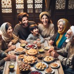 یه خانواده ایرانی پر جمعیت دور یک سفره با حال خوب