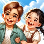 یک عکس بهم بده از دوتا بچه که یکی پسر و یکی دختر باشه. با هم بازی میکنن و میخندن