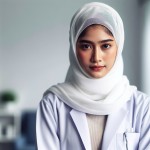 دکتر خانم با روپوش سفید و روسری
