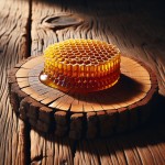 عکس عسل طبیعی گون رو که روی میز در داخل طبیعی قرار داره برام بساز