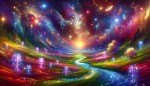 یک صحنه ای از یک فضای معنوی و روحانی پر رنگ و لعاب و پر نور به سبگ ونگوگ برایم بساز