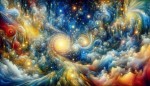 یک صحنه ای از یک فضای معنوی و روحانی پر رنگ و لعاب و پر نور به سبگ شب پرستاره ونگوگ برایم بساز