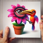 گل بکش و پرنده دو چشم و ابرو بکش با لبی که میخنده