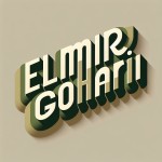 یک لوگو با اسم elmira gohari با طرح سه بعدی با رنگ بندی زیتونی و کرمی برام دست کن