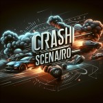 یک لوگوی حرفه‌ای و مدرن برای کانالی درباره ماشین‌ها با نام 'Crash Scenario' متن به صورت بزرگ و فانتزی با فونت اسپرت طراحی شود. پس‌زمینه شامل عناصر مرتبط با خودرو، مانند تایرهای دودزا، خطوط سرعت، یا تصادف و سرعت باشد.