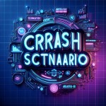 یک لوگوی حرفه‌ای و مدرن با تم تکنولوژی و هوش مصنوعی. متن 'Crash S c e n a r i o' به صورت بزرگ و فانتزی نوشته شود، با فونت نئونی. پس‌زمینه دارای جلوه‌های دیجیتالی، نورپردازی آبی و بنفش، و جزئیات مرتبط با هوش مصنوعی باشد. سبک طراحی سه‌بعدی
