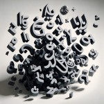 الفبای فارسی در حال بازی کردن با پس زمینه سفید  سه بعدی