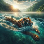 یک ببر در حال اب خرودن