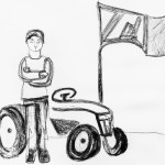 کودکی در کنار پرچم تراکتور تیم