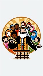 یک تصویر بساز مناسب لوگو برای املاک پادشاه که توی تصویر یک پادشاه ایرانی درحال هدیه دادن خونه به مردم هست و مردم همگی خوشحال هستن