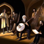 گروه موسیقی در دربار سامانیان به همراه سازهای اصیل ایرانی با حضور رودکی شاعر و موسیقیدان و پدر شعر فارسی