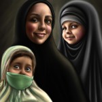 مادر محجبه با دو دختر ۱۵ ساله محجبه و۴ ساله زیبا