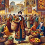 نقاشی سنتی ایرانی از بهلول در بازار