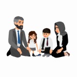 مرد و زن با لباس رسمی در حال راهنمایی کودکانی که روی زمین نشسته اند